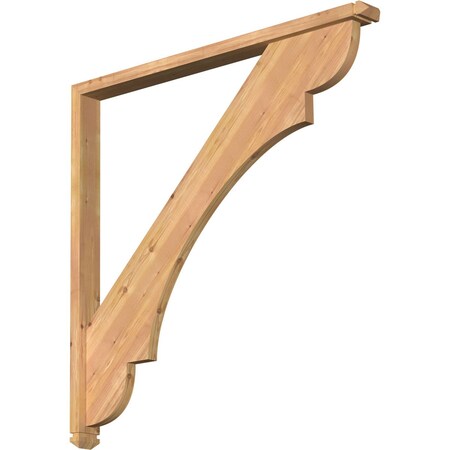Ekena Millwork Olympic Arts and Crafts Smooth Bracket w/ Offset Brace, Western Red Cedar, 3 1/2"W x 44"D x 44"H BKT0402X44X44OLY03SWR